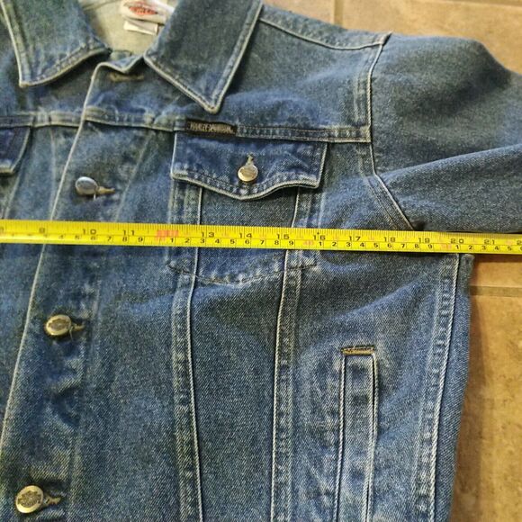 Harley Davidson Womens Patch Logo Distressed Jean Jacket Size L 14/16 $285 NICE! - Picture 12 of 12